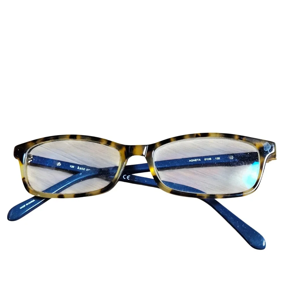 Kate Spade Agneta 01H6 Tortoise Navy Blue Rectangular Eyeglasses Frames‎ w/ Case